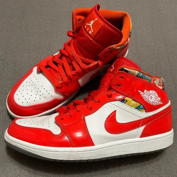 Jordan Men’s High-Top Sneakers in Red and White - Picture 6 of 8